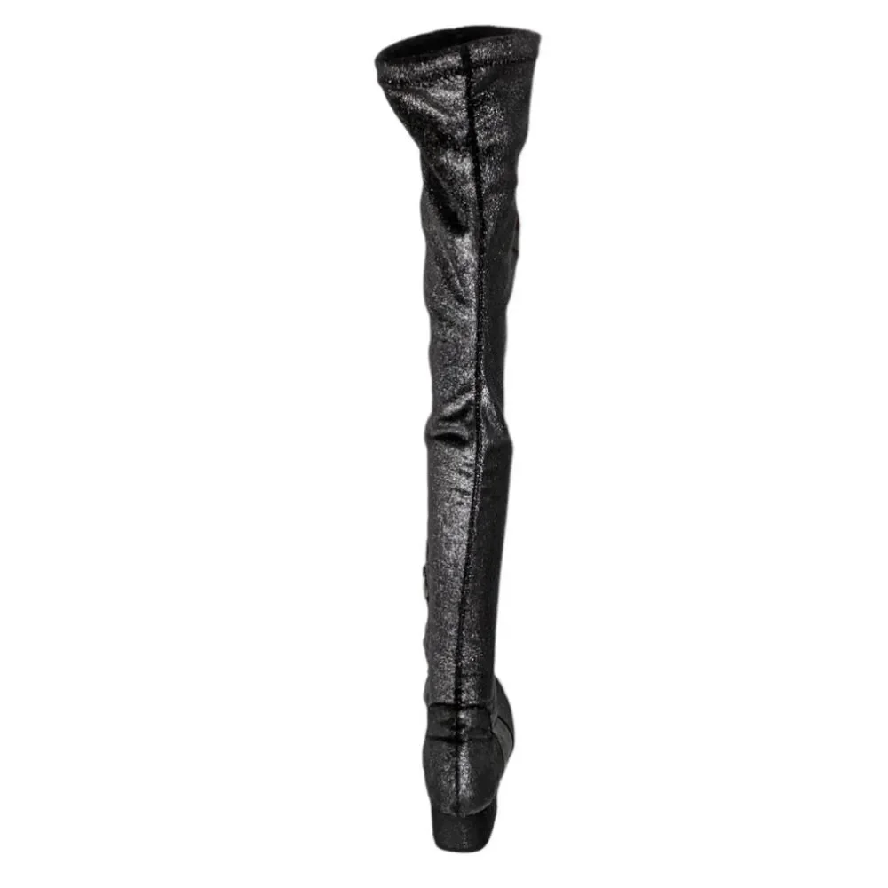 CHIARA FERRAGNI Metallic Glitter Love Stretch Over the Knee Boots 38
